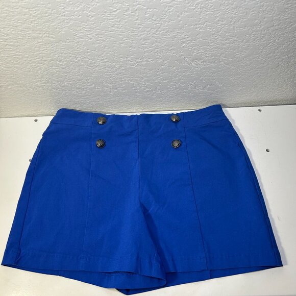 Blue Shorts Button Accents Size Petite L - Picture 1 of 6